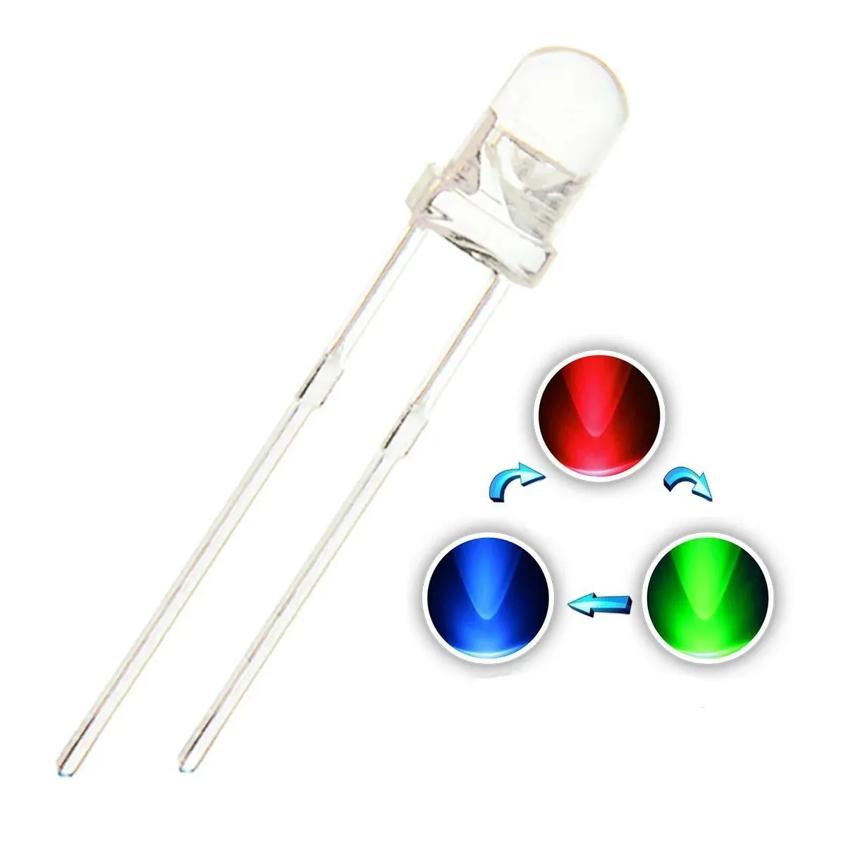 2-Pin DIP Bicolor/Tricolor LED Round-Top (Auto Flashing)