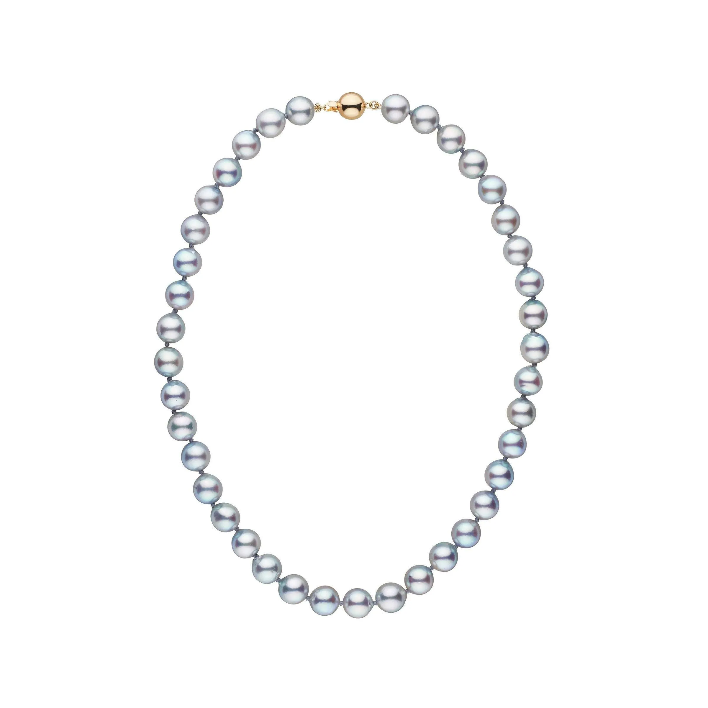 9.0-9.5 mm Silver-Blue Akoya Baroque Pearl Necklace