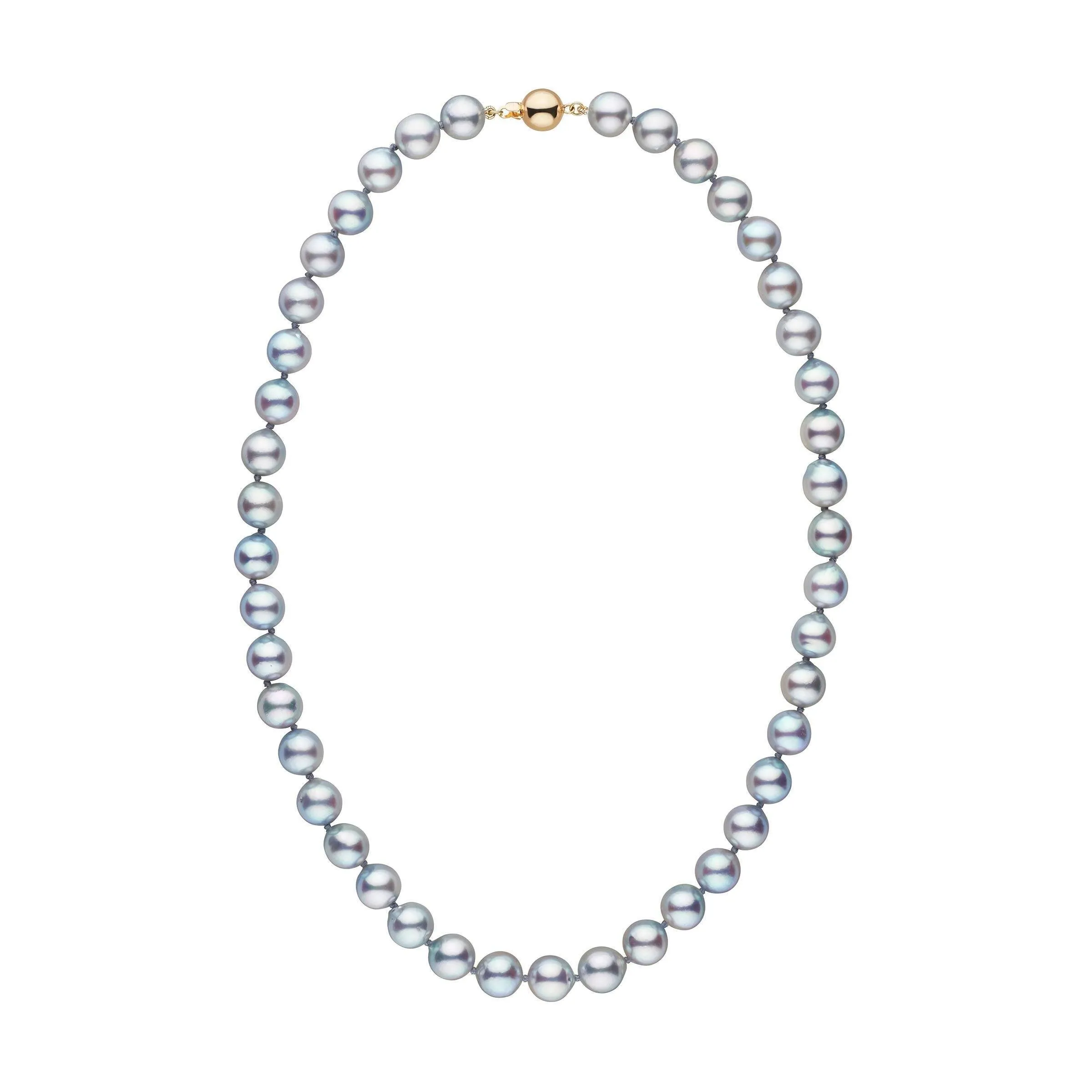 9.0-9.5 mm Silver-Blue Akoya Baroque Pearl Necklace