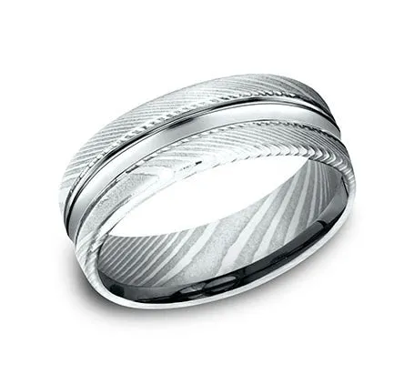 Benchmark Damascus Steel 7.5mm Band CF717505DS10