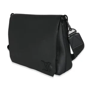 Black Grained Calf Leather Aerogram Takeoff Messenger