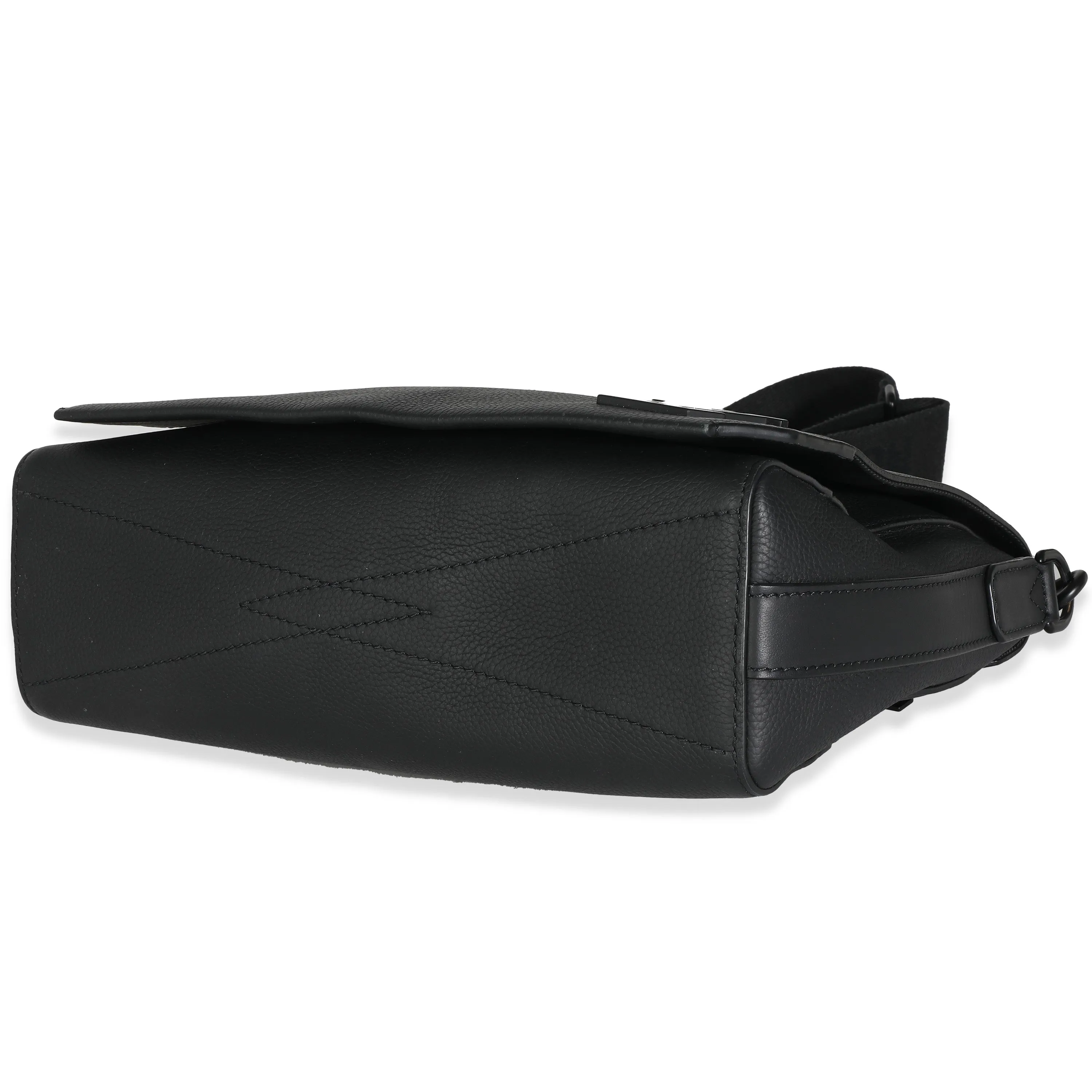 Black Grained Calf Leather Aerogram Takeoff Messenger