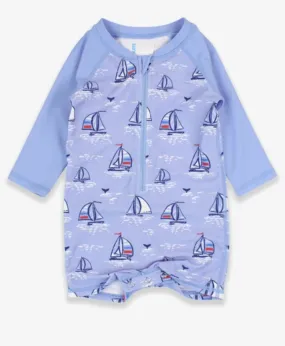 Blue Seas the Day Long Sleeve One Piece Rash Guard