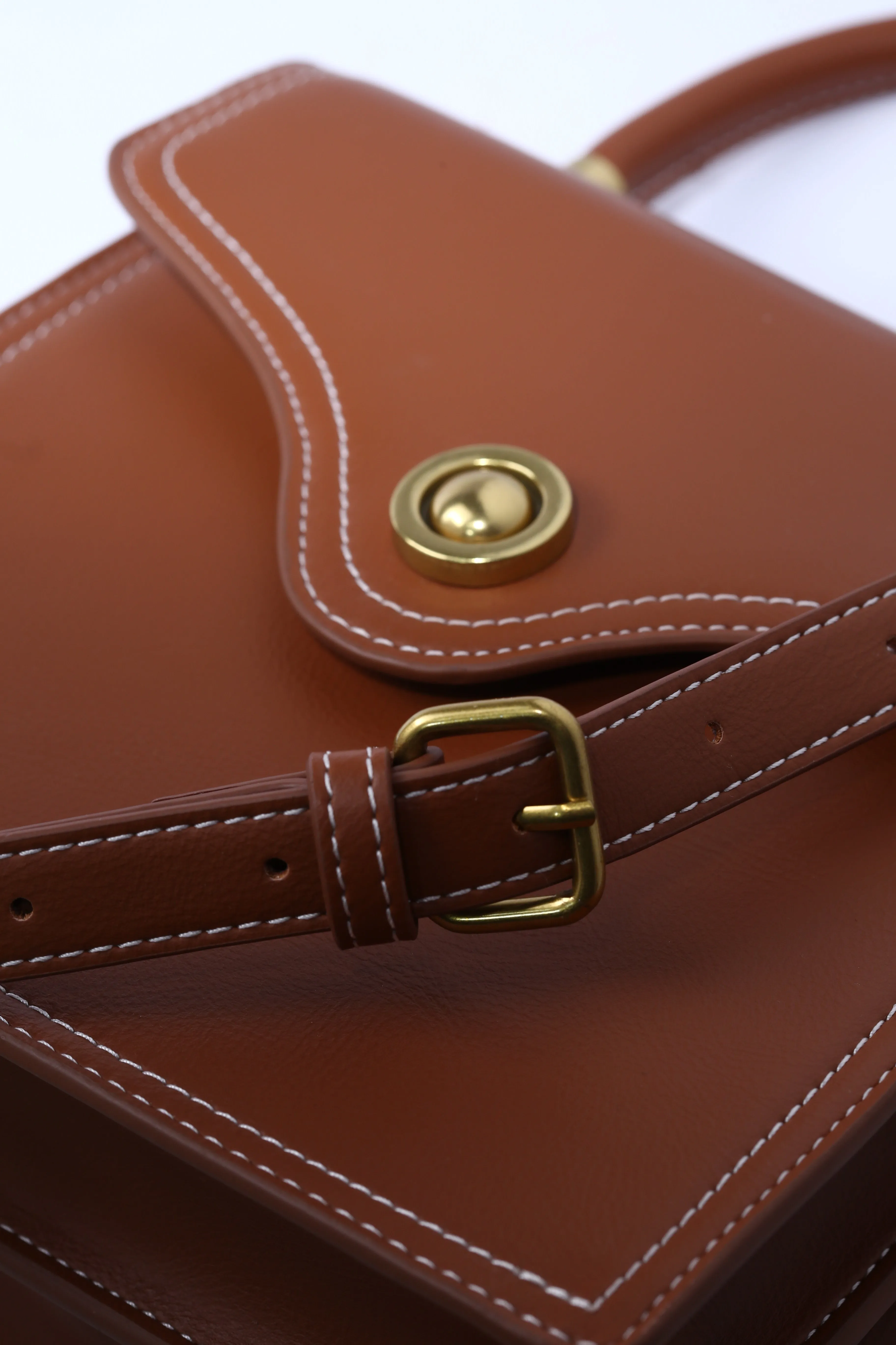Brown PU Vegan Materials Handheld Bag