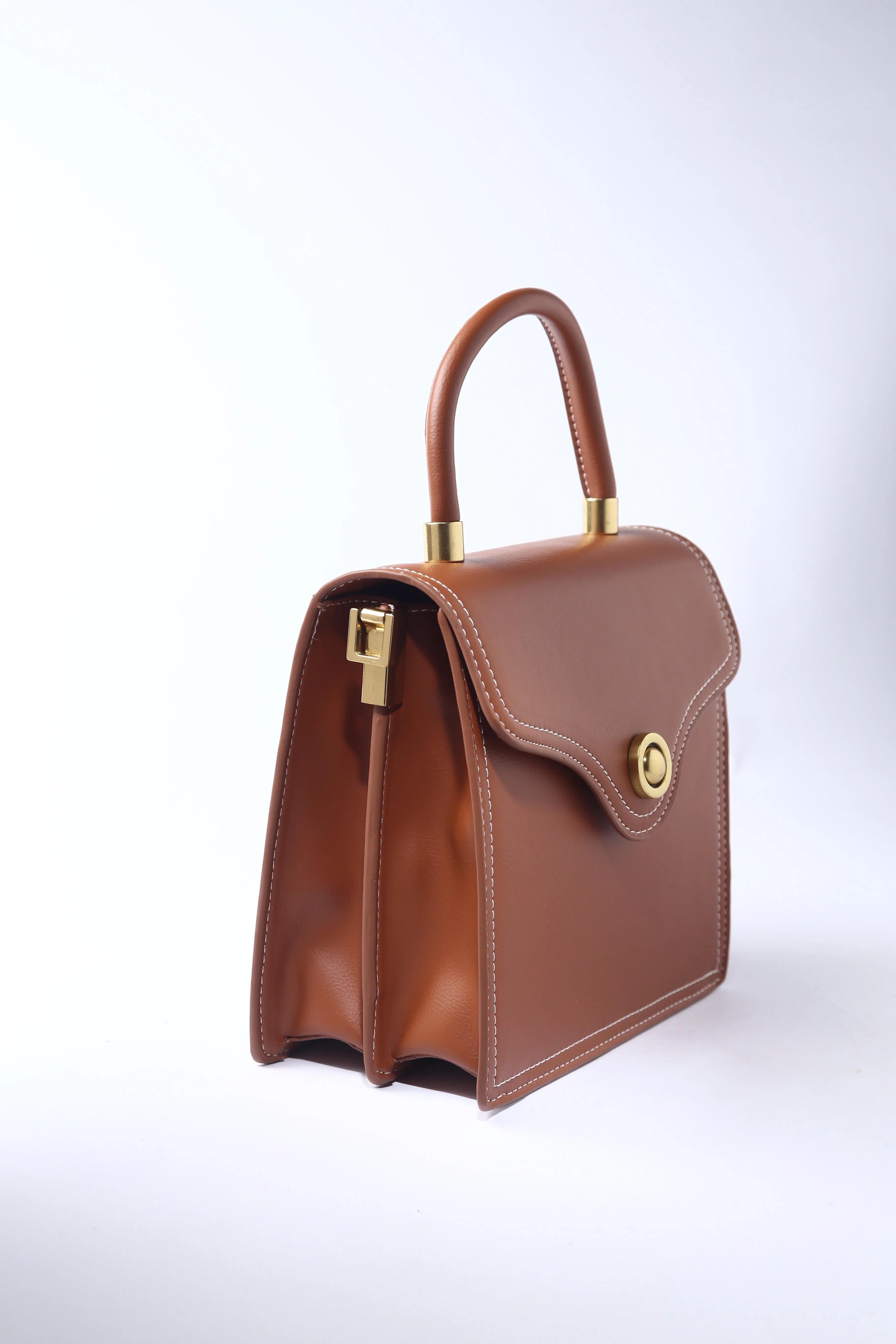 Brown PU Vegan Materials Handheld Bag