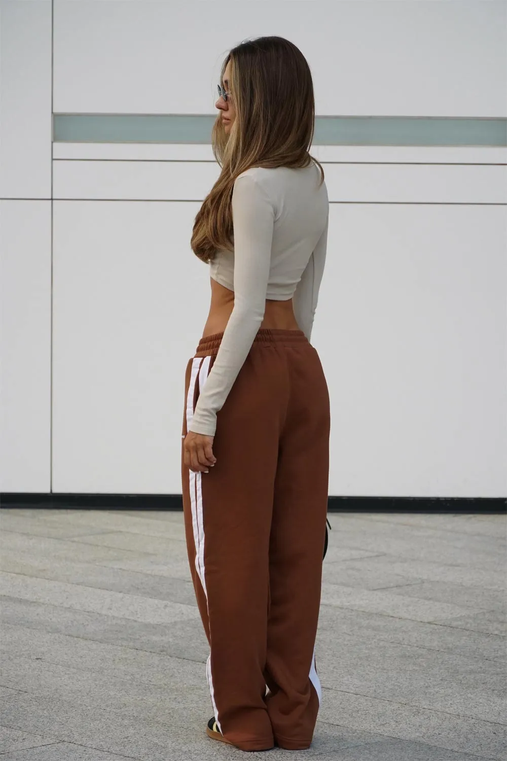 Brown Sporty Straight Fit Pants