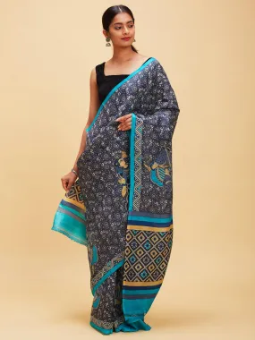Charcoal Grey Pure Silk Saree