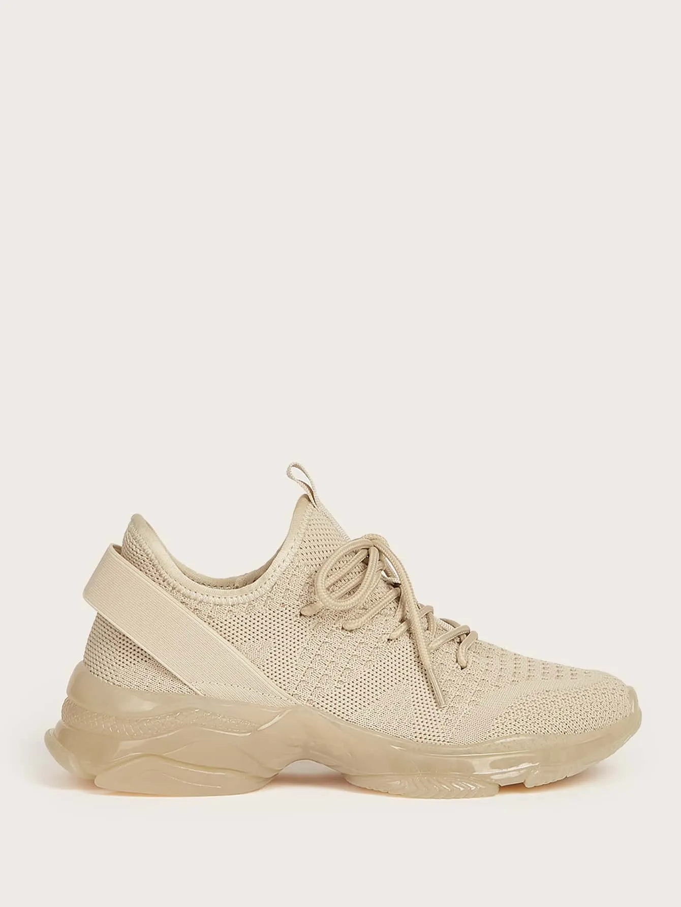 CUCCOO BASICS Women's Shoes Lightweight Knit Detail Comfortable Beige Lace-Up Front Running Shoes Vacation Shoes Summer Sale
