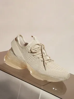 CUCCOO BASICS Women's Shoes Lightweight Knit Detail Comfortable Beige Lace-Up Front Running Shoes Vacation Shoes Summer Sale