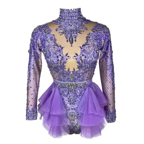 Custom Stage Singer Show Dance Rhinestone purple Bodysuit