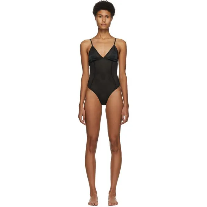 Fleur du Mal Black Mesh Sporty Bodysuit
