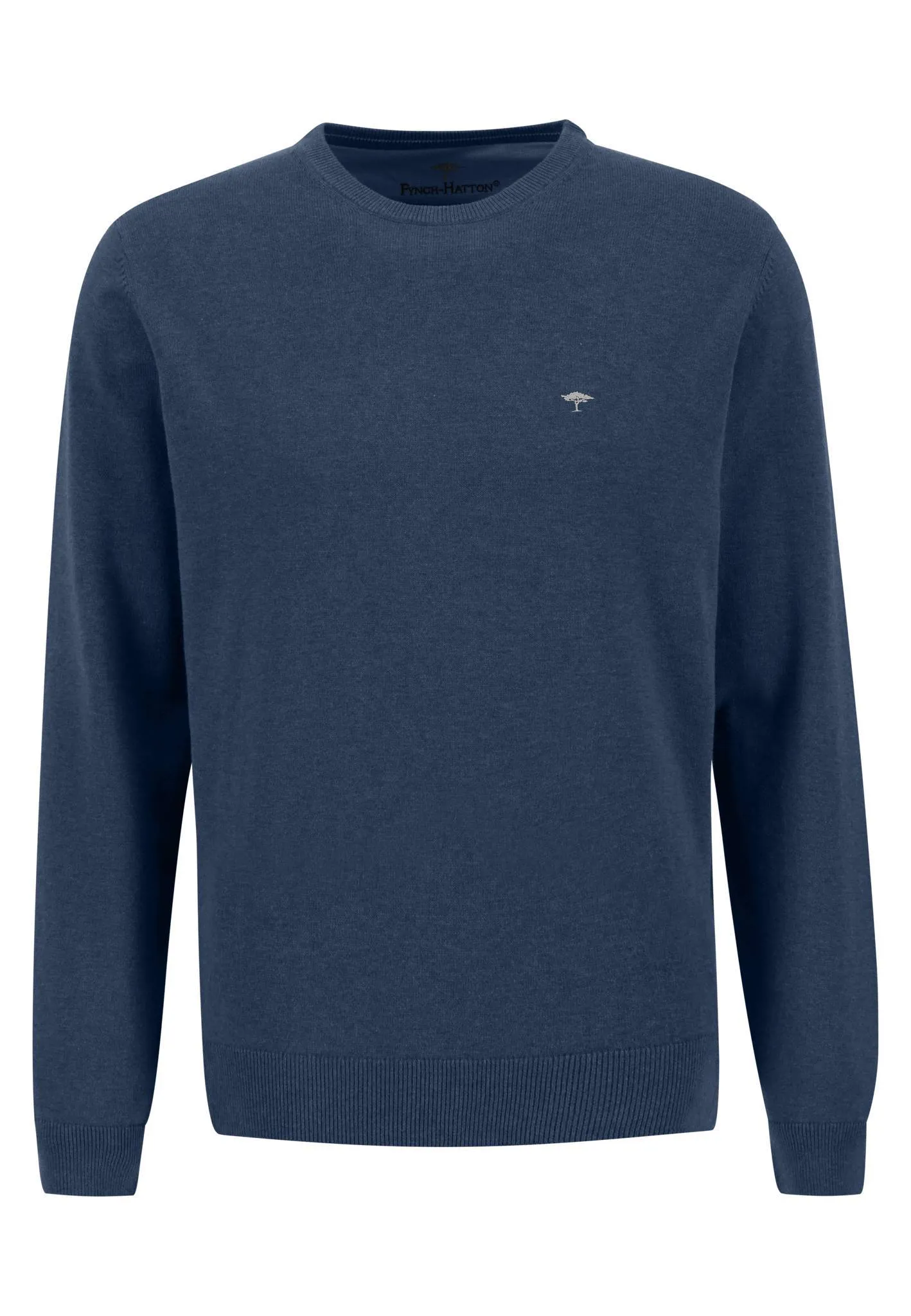 Fynch Hatton Structure O - neck Knit jumper - Navy 690