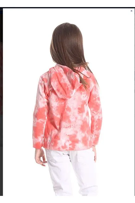 Girls Coral Tie Dye Hoodie