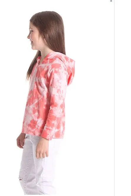 Girls Coral Tie Dye Hoodie