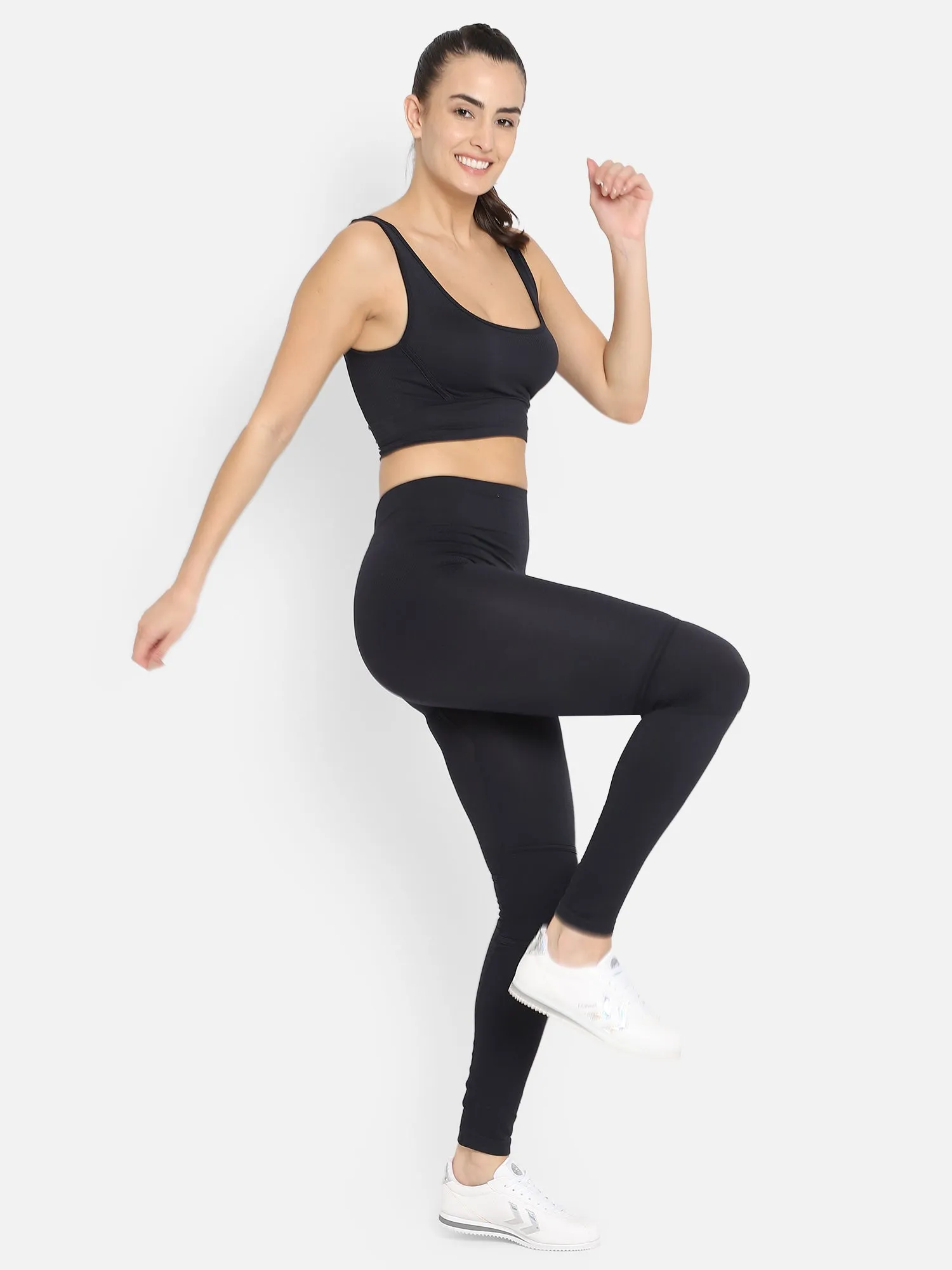 Heroine Seamless Women Polyester Black Tight