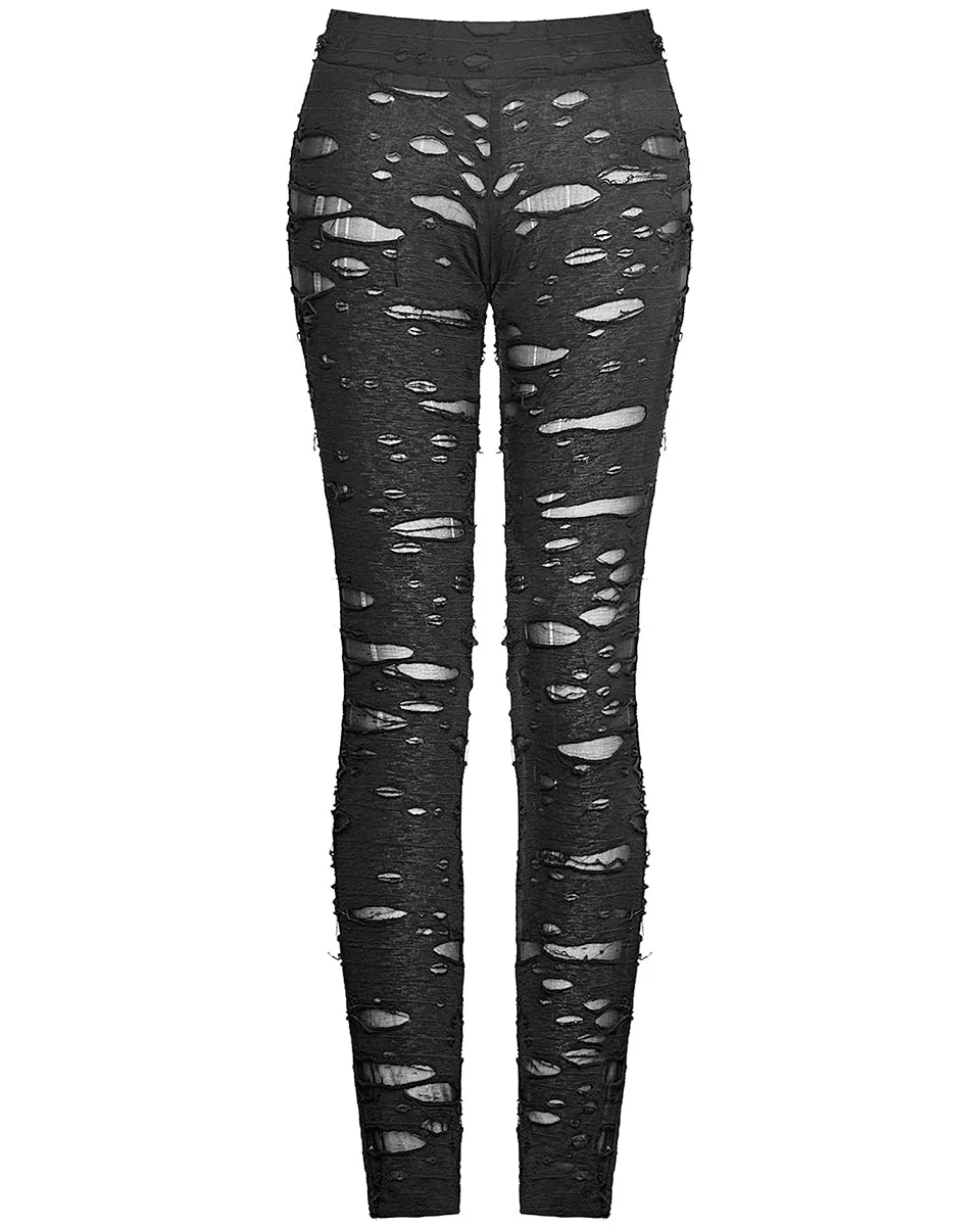 K099 Corrosion Womens Shredded Dieselpunk Leggings - Black