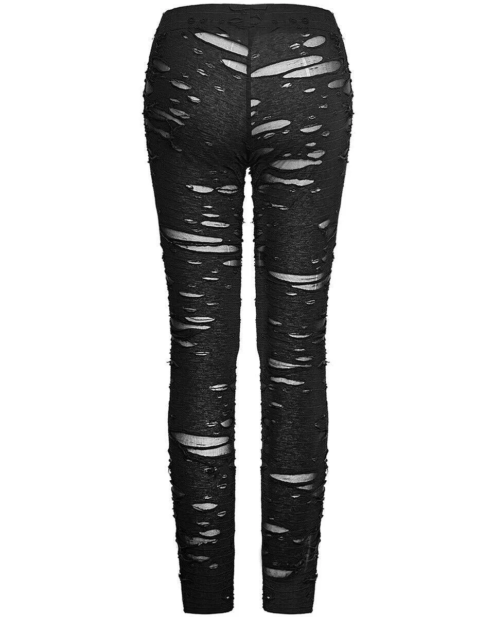 K099 Corrosion Womens Shredded Dieselpunk Leggings - Black