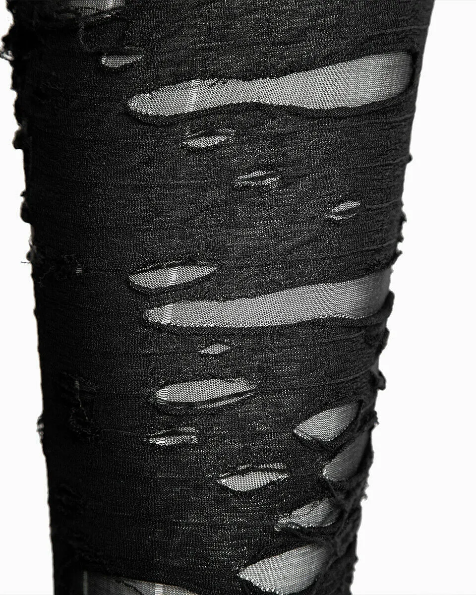K099 Corrosion Womens Shredded Dieselpunk Leggings - Black