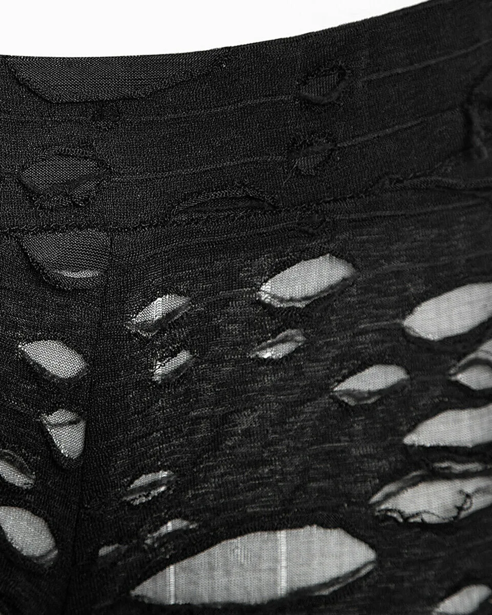 K099 Corrosion Womens Shredded Dieselpunk Leggings - Black