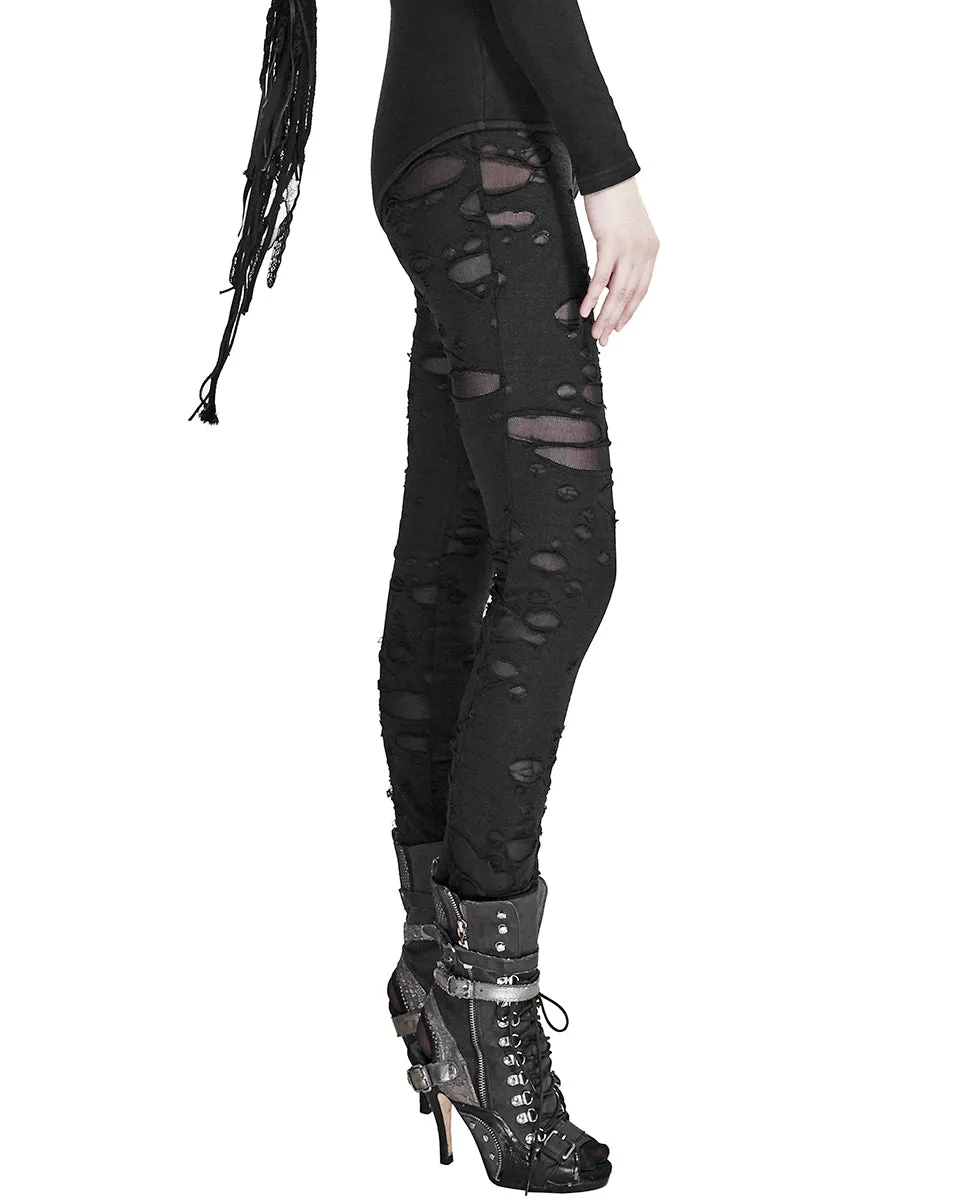 K099 Corrosion Womens Shredded Dieselpunk Leggings - Black