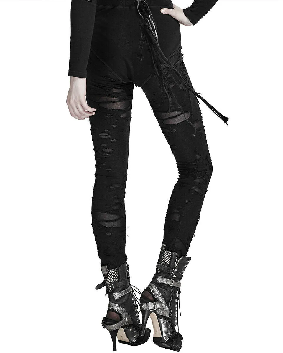 K099 Corrosion Womens Shredded Dieselpunk Leggings - Black