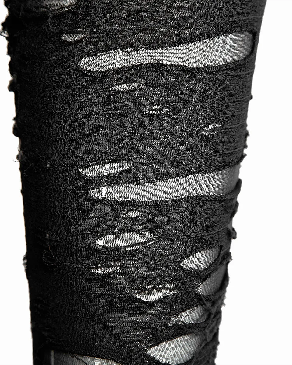 K099 Corrosion Womens Shredded Dieselpunk Leggings - Black