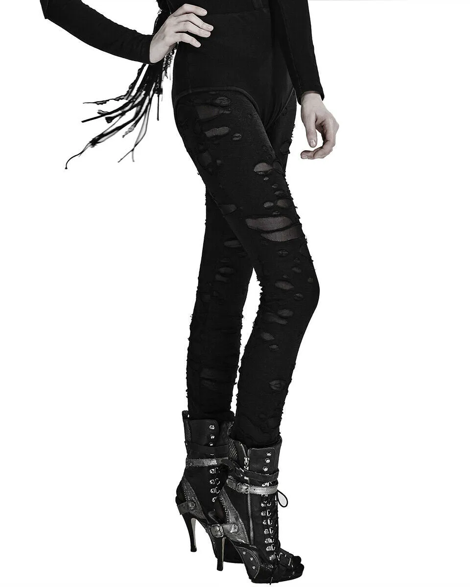 K099 Corrosion Womens Shredded Dieselpunk Leggings - Black