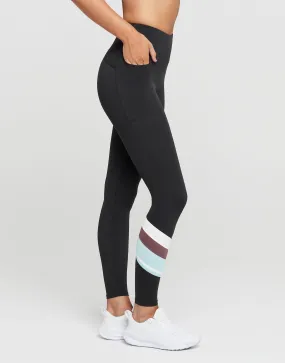 LIMITLESS Legging - Charcoal with Pale Blue