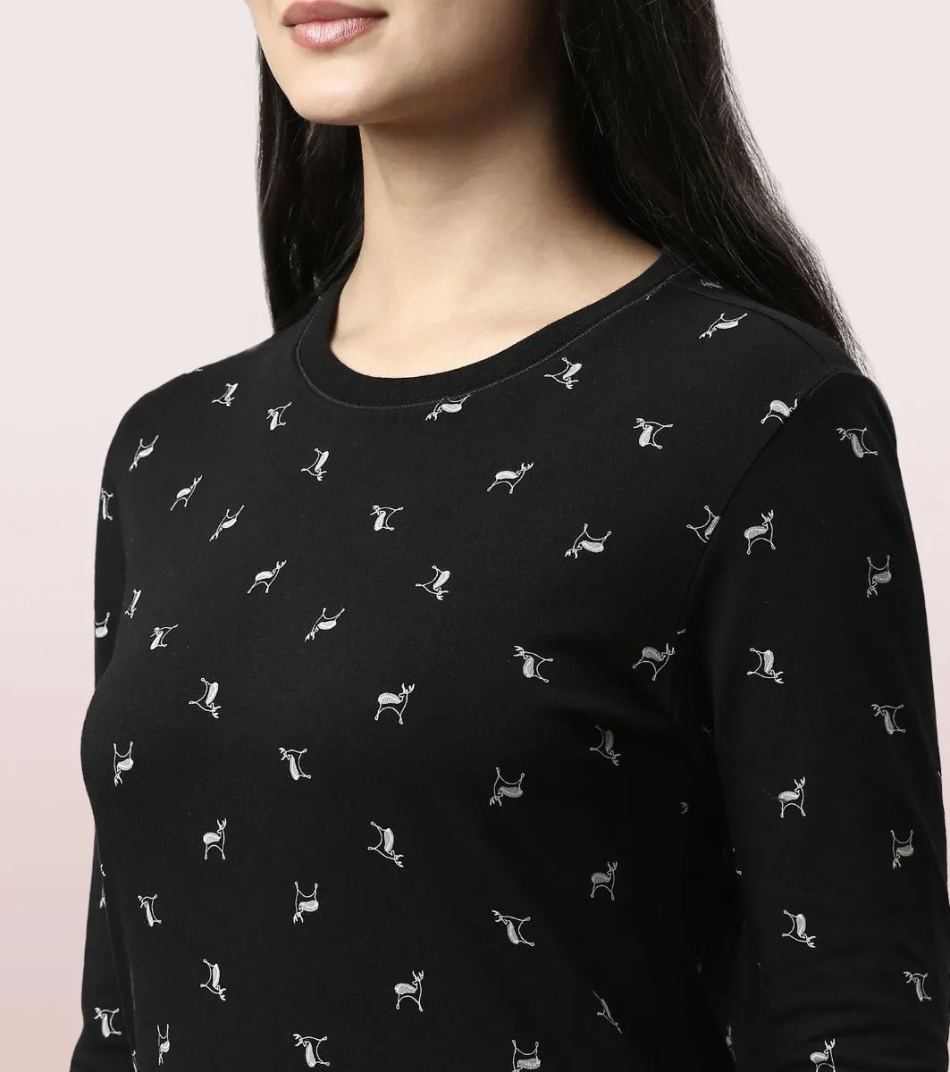 Long Sleeve Basic Crew Tee - Graphics | Crew Neck Basic Stretch Cotton Tee