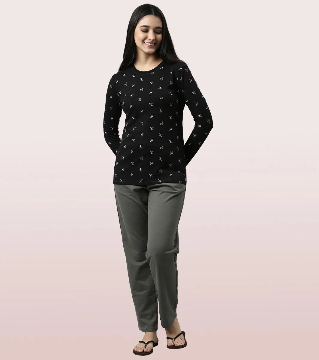 Long Sleeve Basic Crew Tee - Graphics | Crew Neck Basic Stretch Cotton Tee