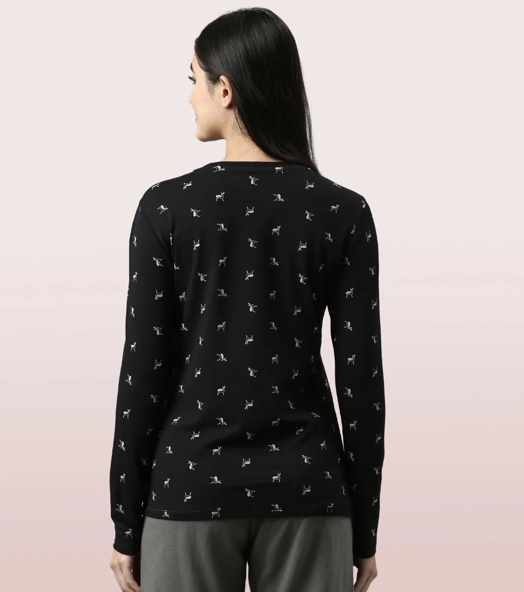 Long Sleeve Basic Crew Tee - Graphics | Crew Neck Basic Stretch Cotton Tee