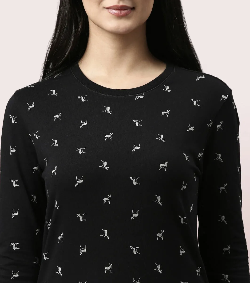 Long Sleeve Basic Crew Tee - Graphics | Crew Neck Basic Stretch Cotton Tee