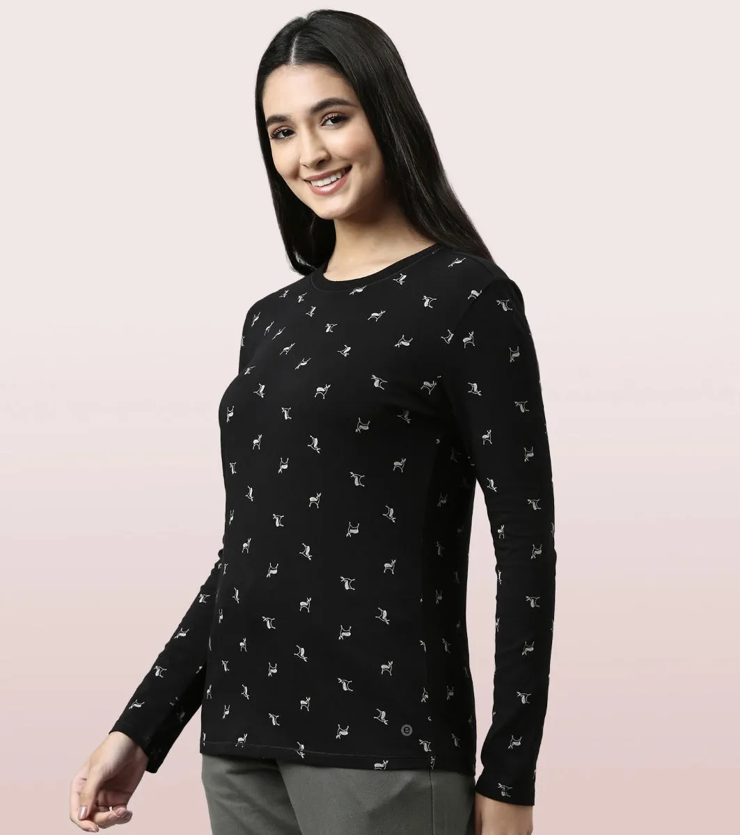 Long Sleeve Basic Crew Tee - Graphics | Crew Neck Basic Stretch Cotton Tee