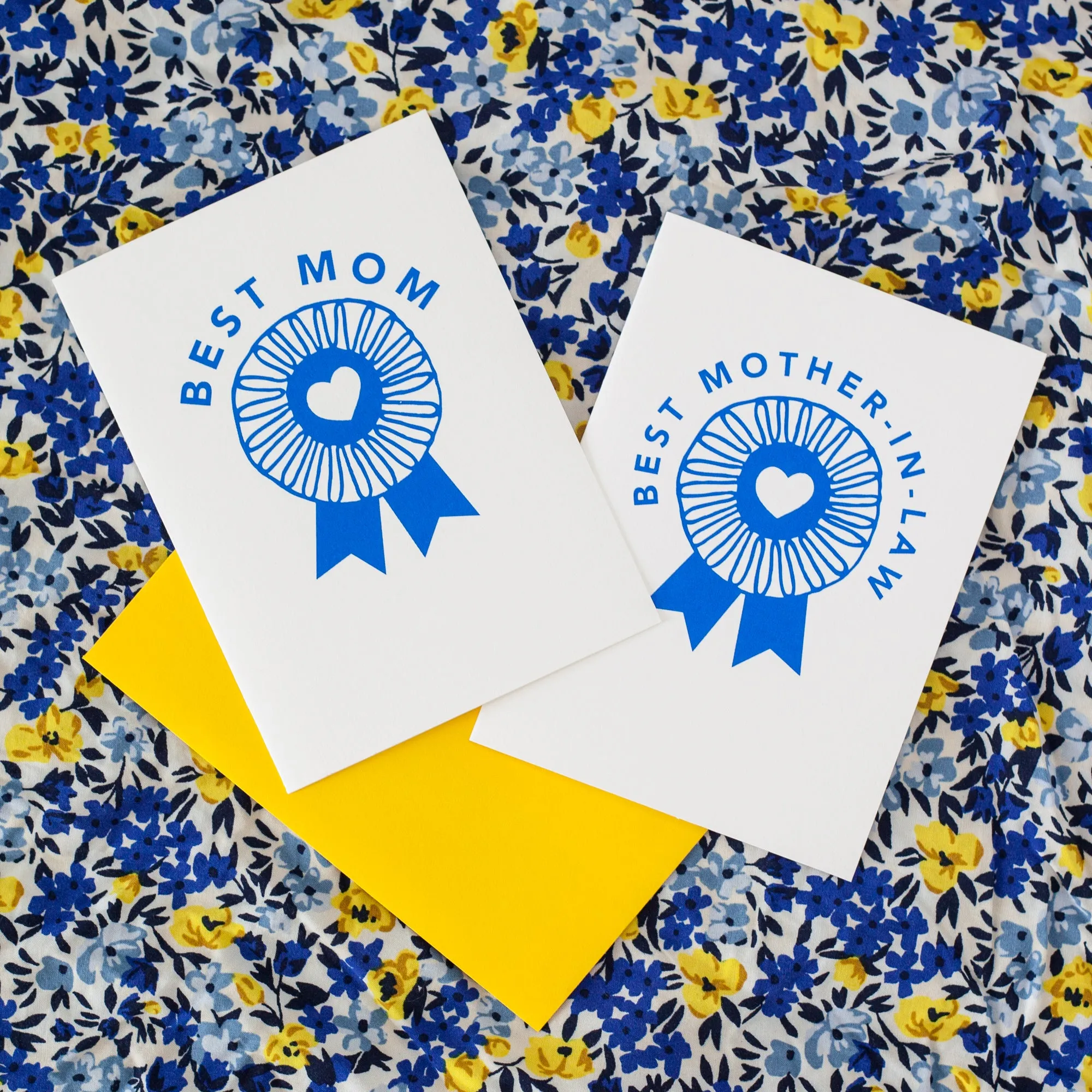 mother's day card, blue ribbon, best mother-in-law card