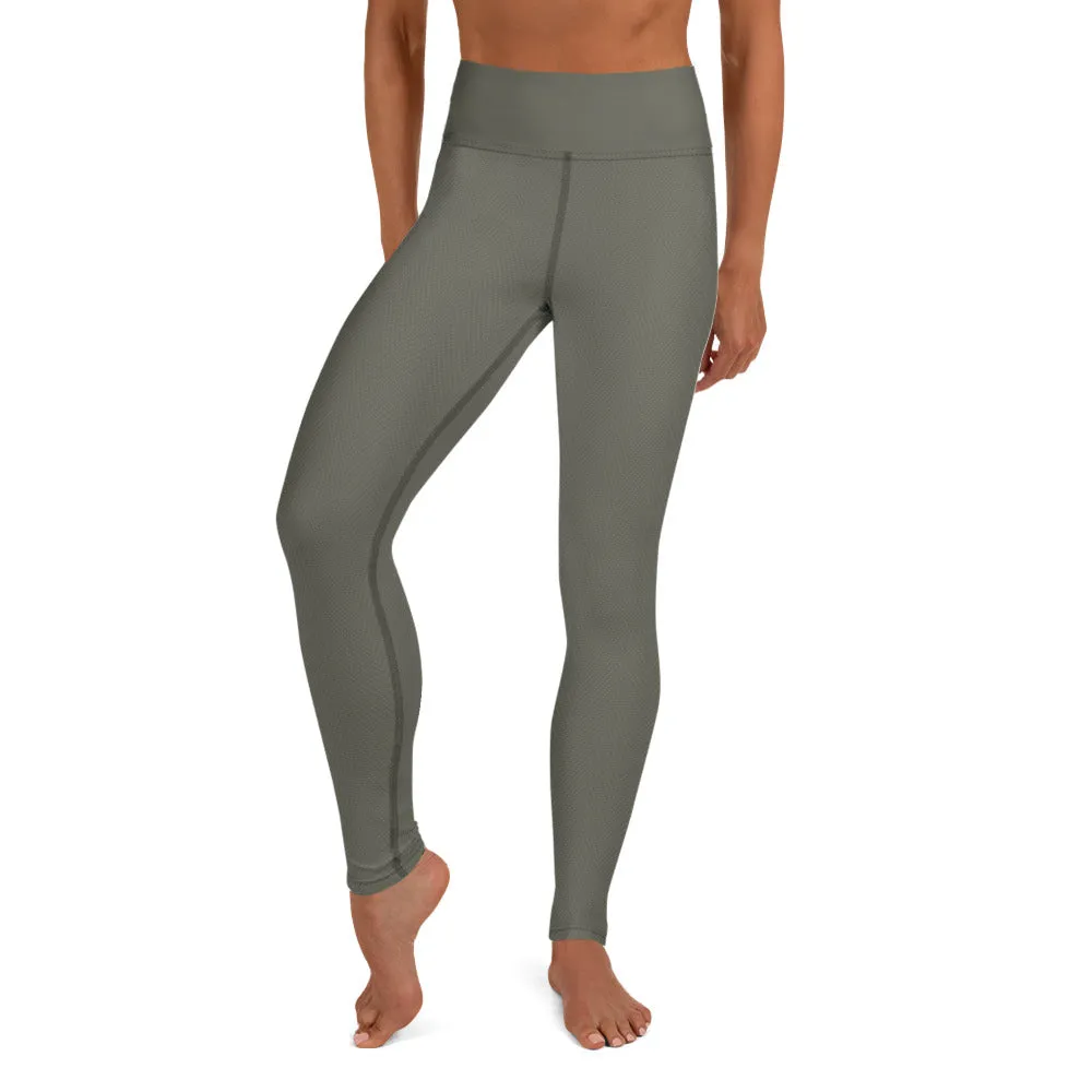 Olive Herringbone Patterned HW Yoga Pants Leggings for women with pocket