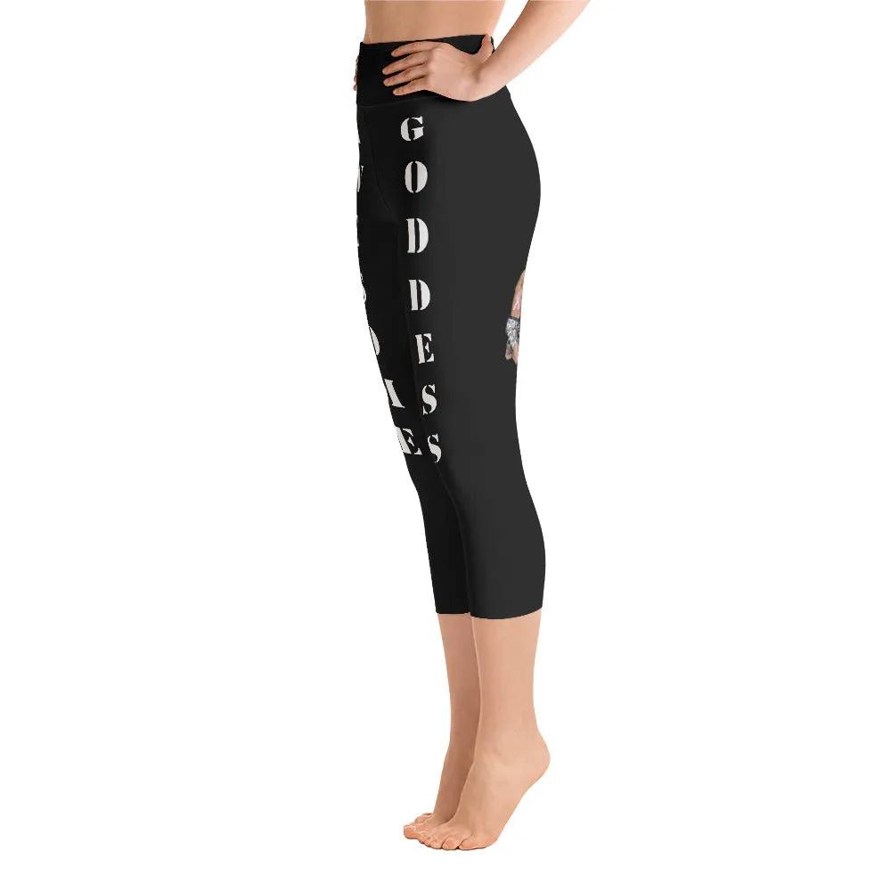 Our best viral leggings black awesome goddess white letters