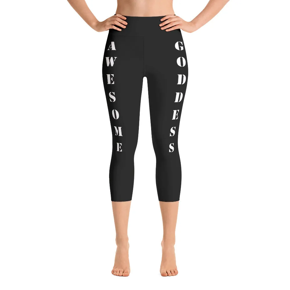Our best viral leggings black awesome goddess white letters