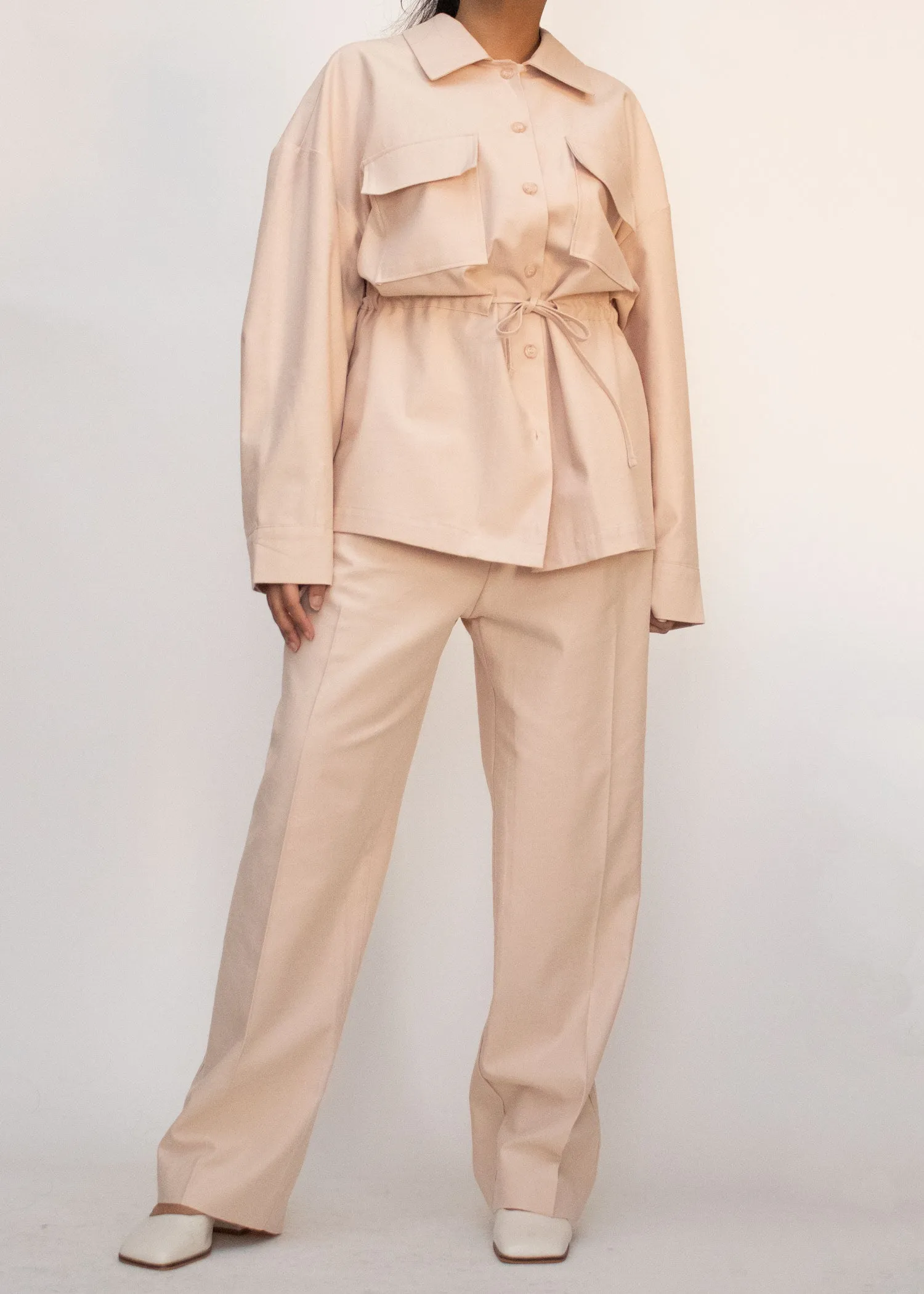 Pastel Pink High Waisted Pleat Front Pants