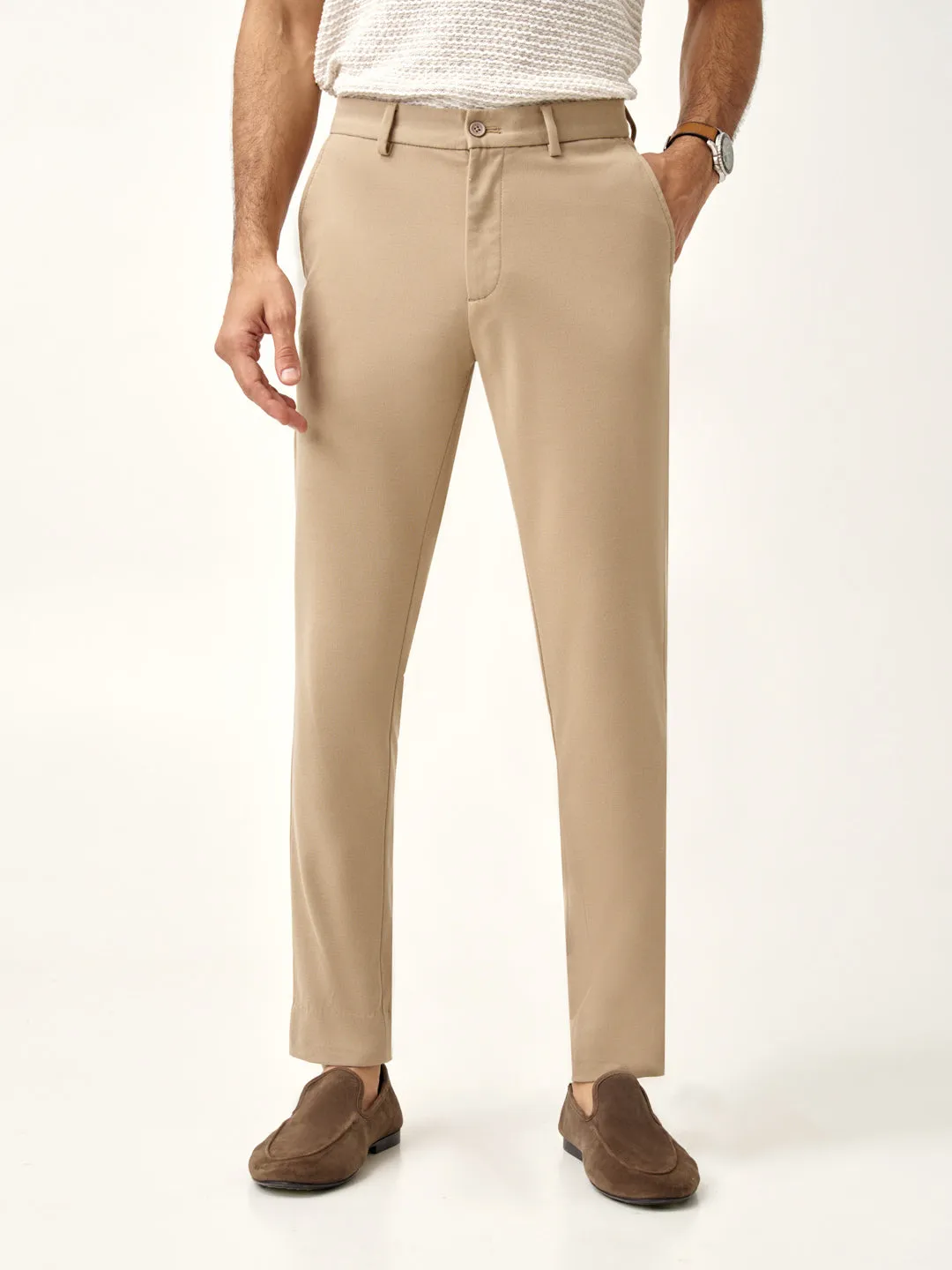 Peanut Brown Power-Stretch Pants