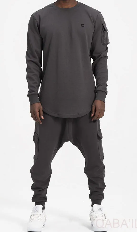 Optimized Title: Dark Grey QL Sniper Set Cargo Joggers and Longline Top with Enhanced Comfort and Style
