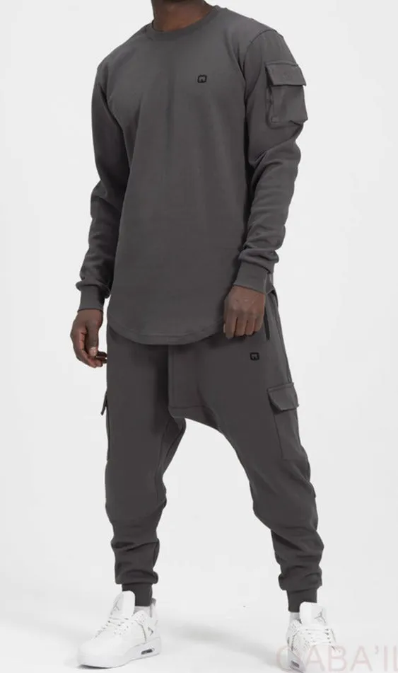 Optimized Title: Dark Grey QL Sniper Set Cargo Joggers and Longline Top with Enhanced Comfort and Style