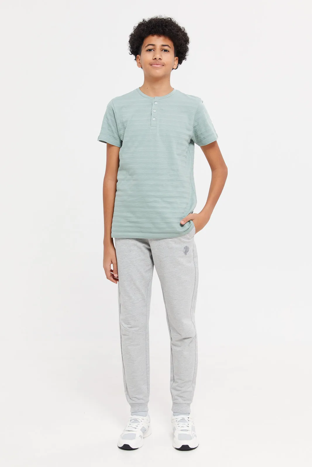 Senior Boys Grey Mel Table Active Pants