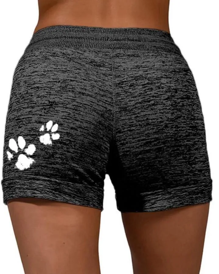Solid Color Splicing Letter Cartoon Print Drawstring Short Pants