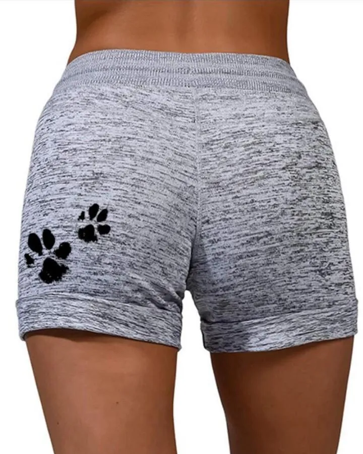 Solid Color Splicing Letter Cartoon Print Drawstring Short Pants