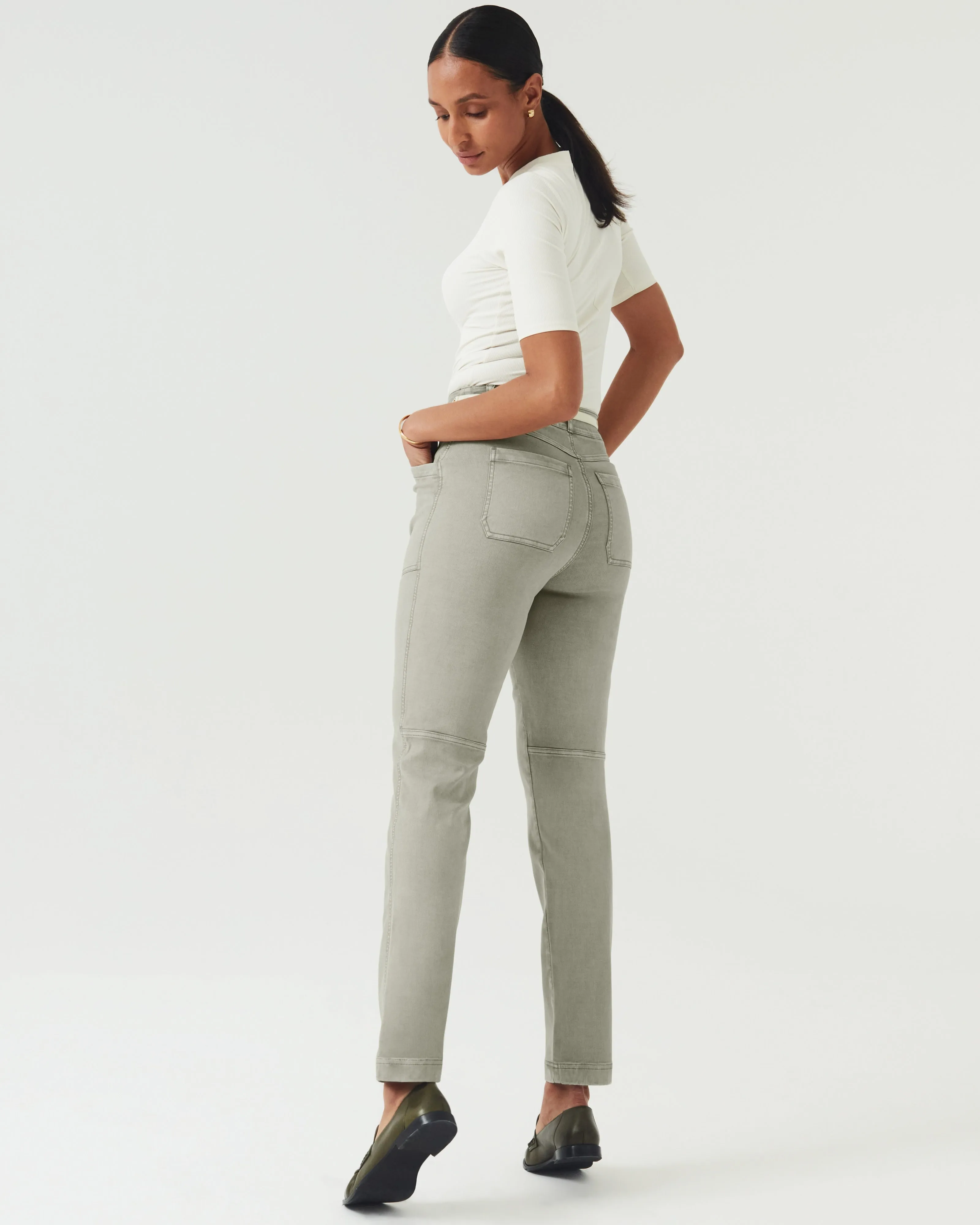 Spanx: Stretch Twill Straight Olive Oil