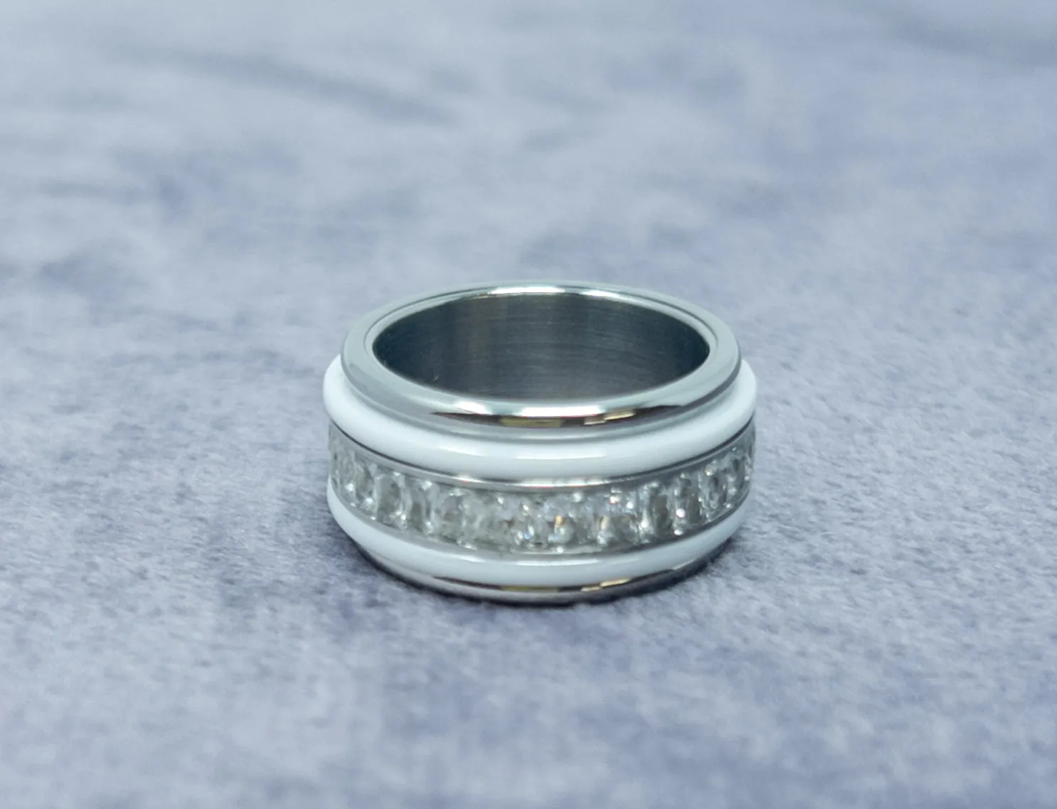 White Diamante Crystal Spinning Ring
